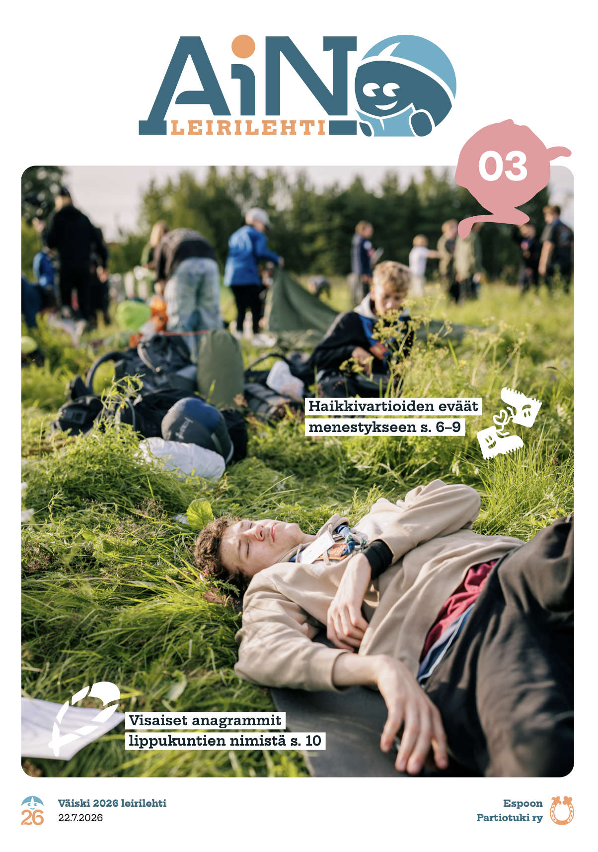 Aino-leirilehden ensimmäisen numeron kansi